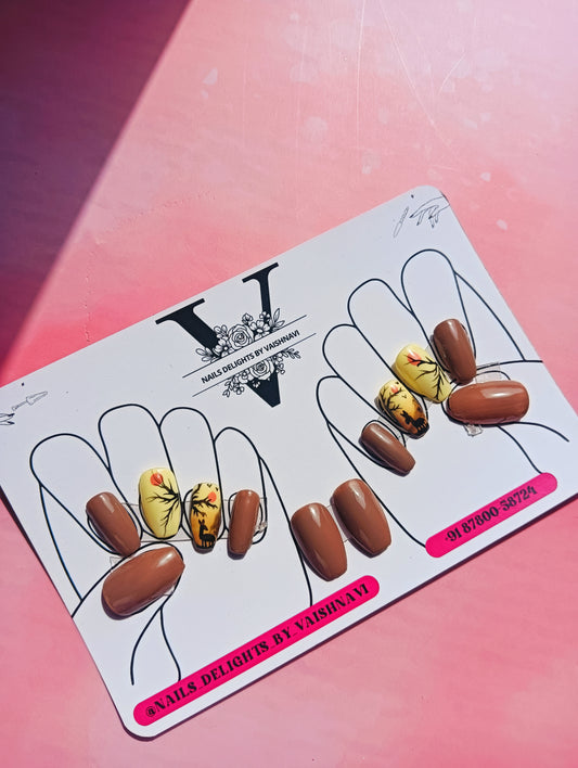 Golden Sunset Press-On Nail Set