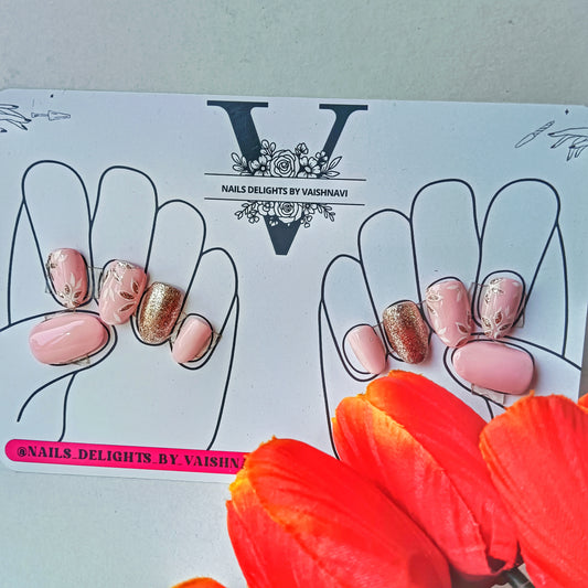 Blush Gold Elegance Press-On Nail Set