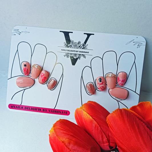 Coral Chic Bridal Press-On Nails